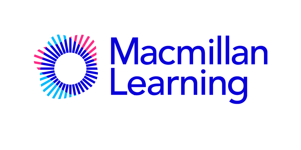 Logo for Macmillan Learning, featuring a stylized circular radiating design.